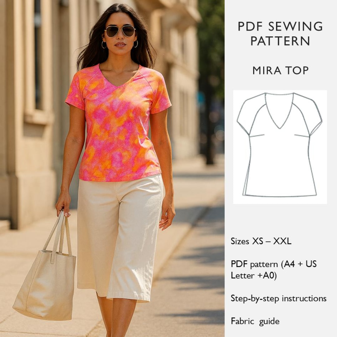 Raglan Sleeve Top Sewing Pattern – PDF Digital Download - Bust Darts ...