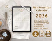 Manifestation Calendar 2026 Printable | Abundance Planner & Money Manifestation Journal | Moon Phases Calendar | Spiritual Wealth Tracker