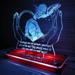 Engraved memorial photo Light with Photo & Quote – Personalized Remembrance Gift – Loss of Loved One Tribute – Sympathy Bereavement Keepsake