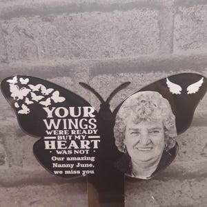 Butterfly memory plaque for mom Memorial Garden Decoration, Custom Grave Plaque for Loved One, Cemetery Ornament, Remembrance
