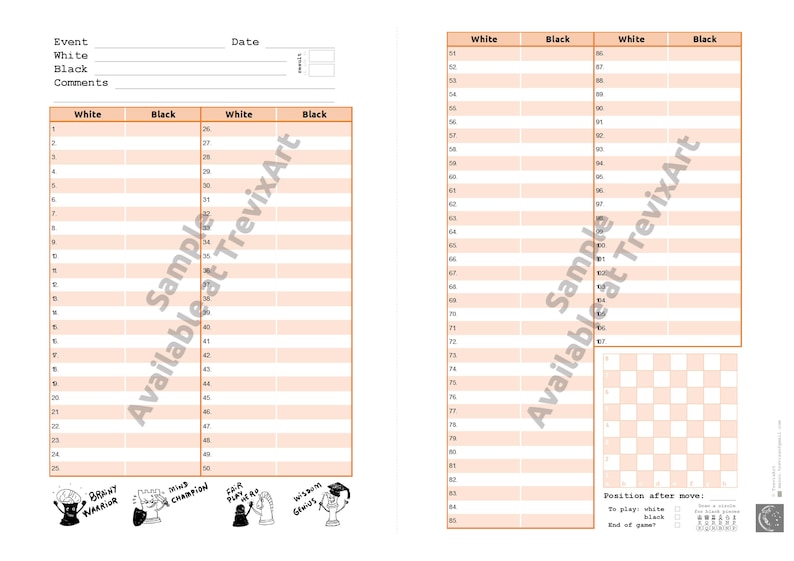 Printable Chess Score Sheets for Kids | Instant Download | Fun and ...