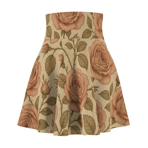 Jupe patineuse fleurie pour femme, imprimé roses vintage, jupe tendance AOP, robe d&#39;été, tenue bohème, look rendez-vous amoureux