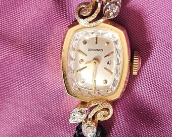 Vintage Longines 14K Gold and Diamond ladies  watch 1930, 40 or 50 STUNNING! 10 grams
