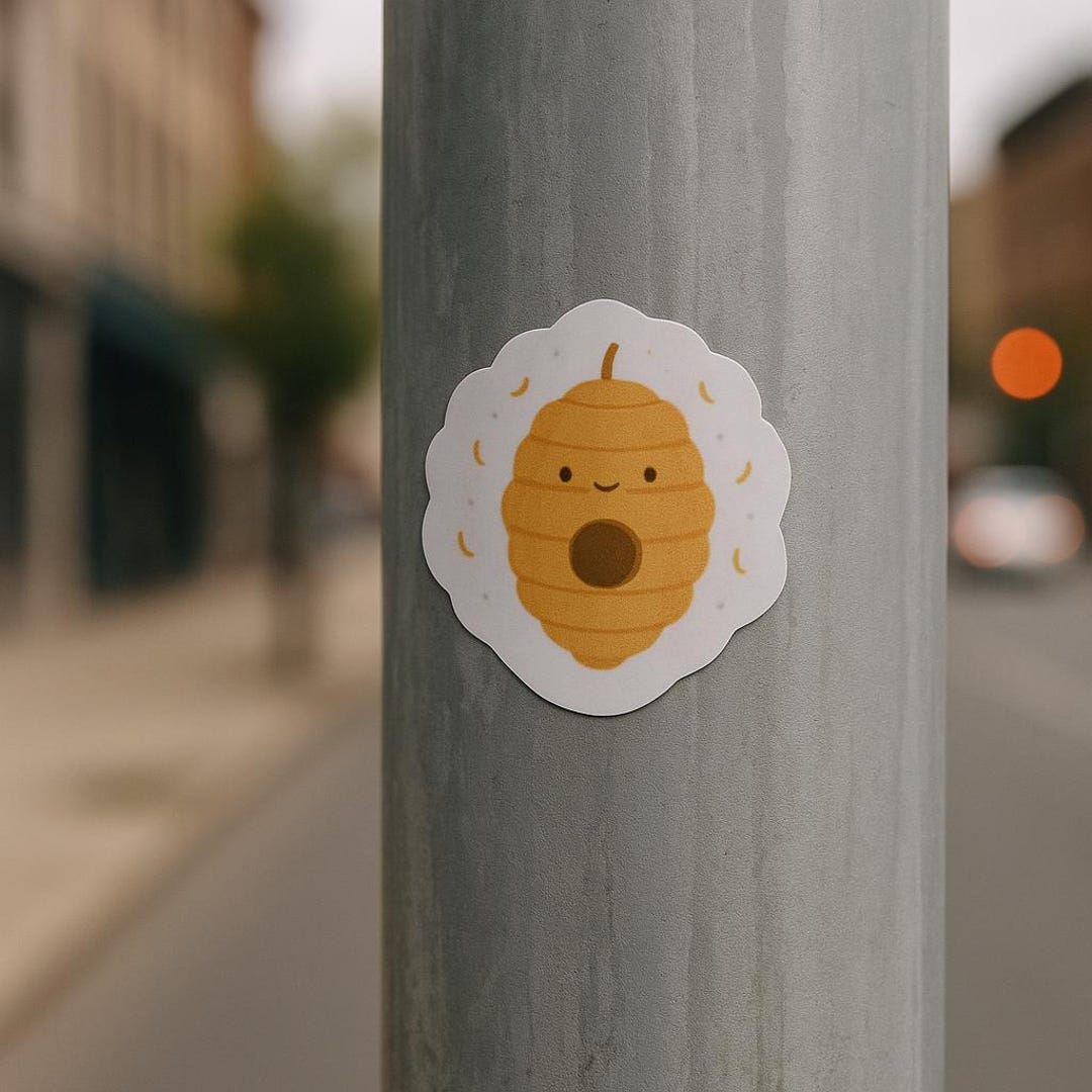 Hive Sticker Beehive Face Sticker – Cute Glossy Hive Sticker | Minimal Bee Sticker ...