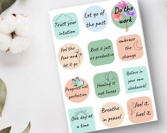 self-care mental health stickers-Printable Affirmations-Therapy Journal Quotes for digital planners & Scrapbooks