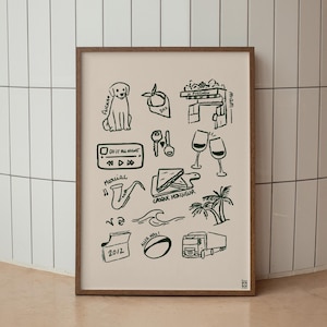 Affiche souvenirs personnalisée | Idée cadeau | Poster Souvenirs | Art dessiné à la main