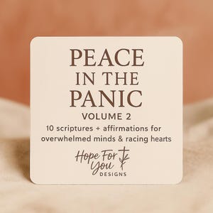 Paz en el Pánico – Volumen 2 / 10 Tarjetas de Afirmación con Versículos Bíblicos para la Ansiedad, el Pánico y el Pensamiento Excesivo / Ánimo Cristiano Imprimible