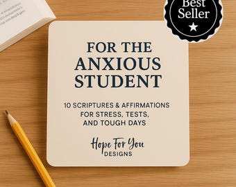 10 Scripture Affirmation Cards for Students: Test Anxiety Relief (Printable PDF Download / PNG files)
