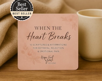 10 Heartbreak Scripture Affirmation Cards: Emotional Healing, Betrayal, Rejection (Printable PDF Download/PNG files)