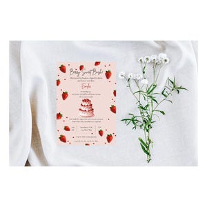 Berry Sweet Bash Birthday Invitation | Editable Adult or Teen Strawberry Party Invite | Pink Strawberry Cake Digital Template