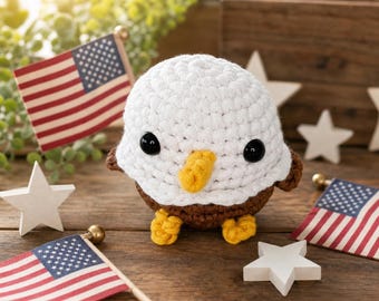 Crochet Bald Eagle Plush – Handmade Patriotic Toy or Americana Decor