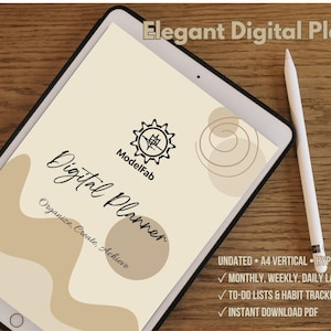 Digital Planner  Undated PDF for GoodNotes, iPad  Weekly, Daily, Monthly, Habit Tracker  Minimalist Printable Agenda