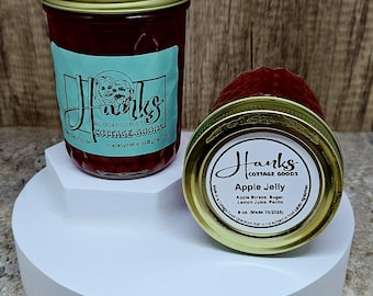 Homemade Apple Jelly: Small Batch, Fresh Ingredients (8 oz Jar)