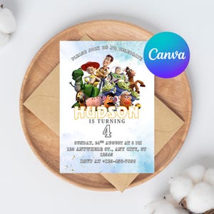 Watercolor Toy Story Birthday Invitation, Toy Story Birthday Party, Kids Digital Invitation, Kids Birthday Party, Instant Download