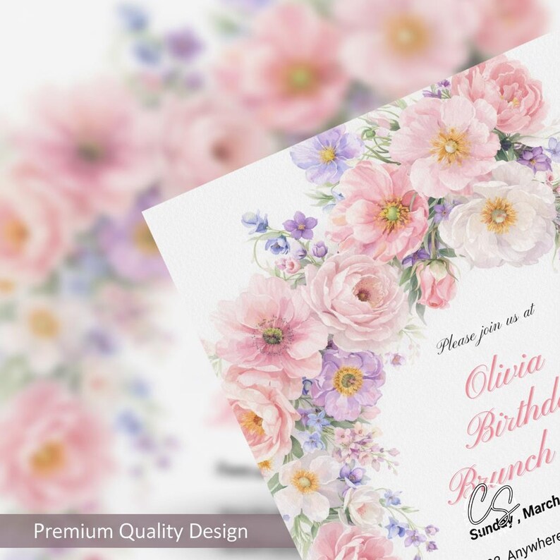 Editable Wildflower Birthday Brunch Invitation Template: Boho Floral (Digital Download 5x7" PDF) image 8