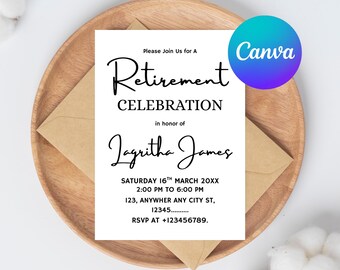 Editable Retirement Party Invitation Template: Minimalist Printable Invite (PDF Download)