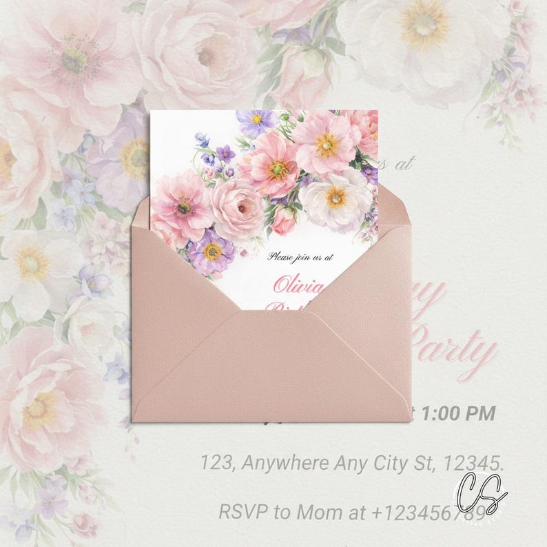 Editable Wildflower Birthday Brunch Invitation Template: Boho Floral (Digital Download 5x7" PDF) image 3