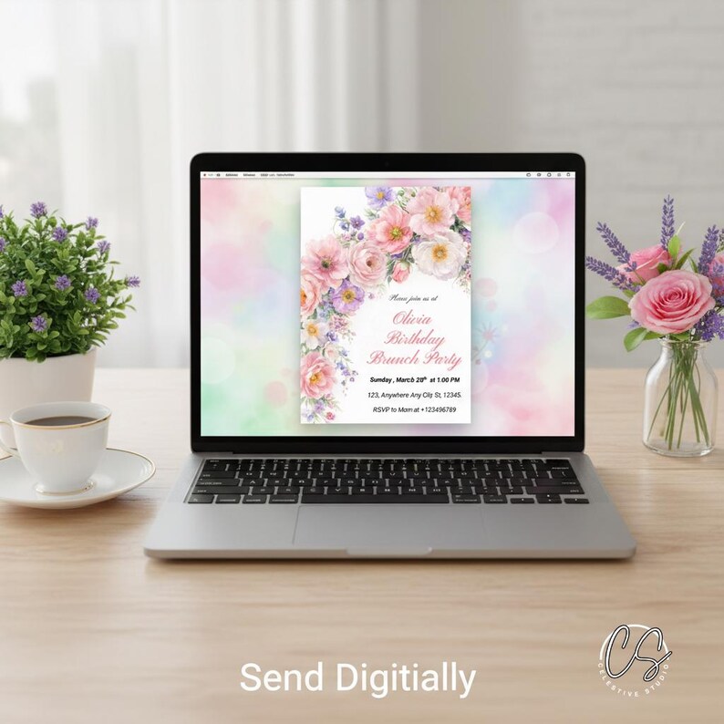 Editable Wildflower Birthday Brunch Invitation Template: Boho Floral (Digital Download 5x7" PDF) image 5