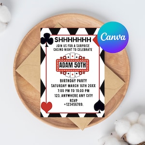 Casinoverjaardagsuitnodiging - poker- en speelkaartuitnodiging voor casinothemafeest, perfect voor casinonachtvieringen