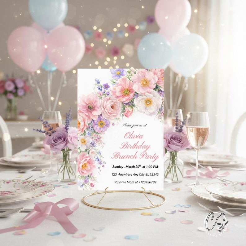 Editable Wildflower Birthday Brunch Invitation Template: Boho Floral (Digital Download 5x7" PDF) image 7