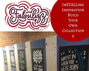 InSTALLing Inspiration - 20" x 30" UV-Coated Vinyl Adhesive Decals for Bathroom Stall Doors or Any Walls - Collection A
