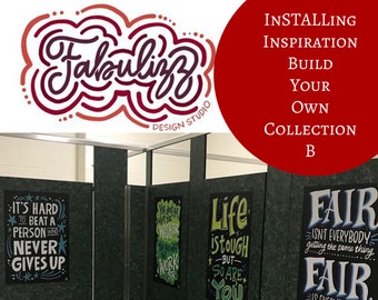 InSTALLing Inspiration - 20" x 30" UV-Coated Vinyl Adhesive Decals for Bathroom Stall Doors or Any Walls - Collection B