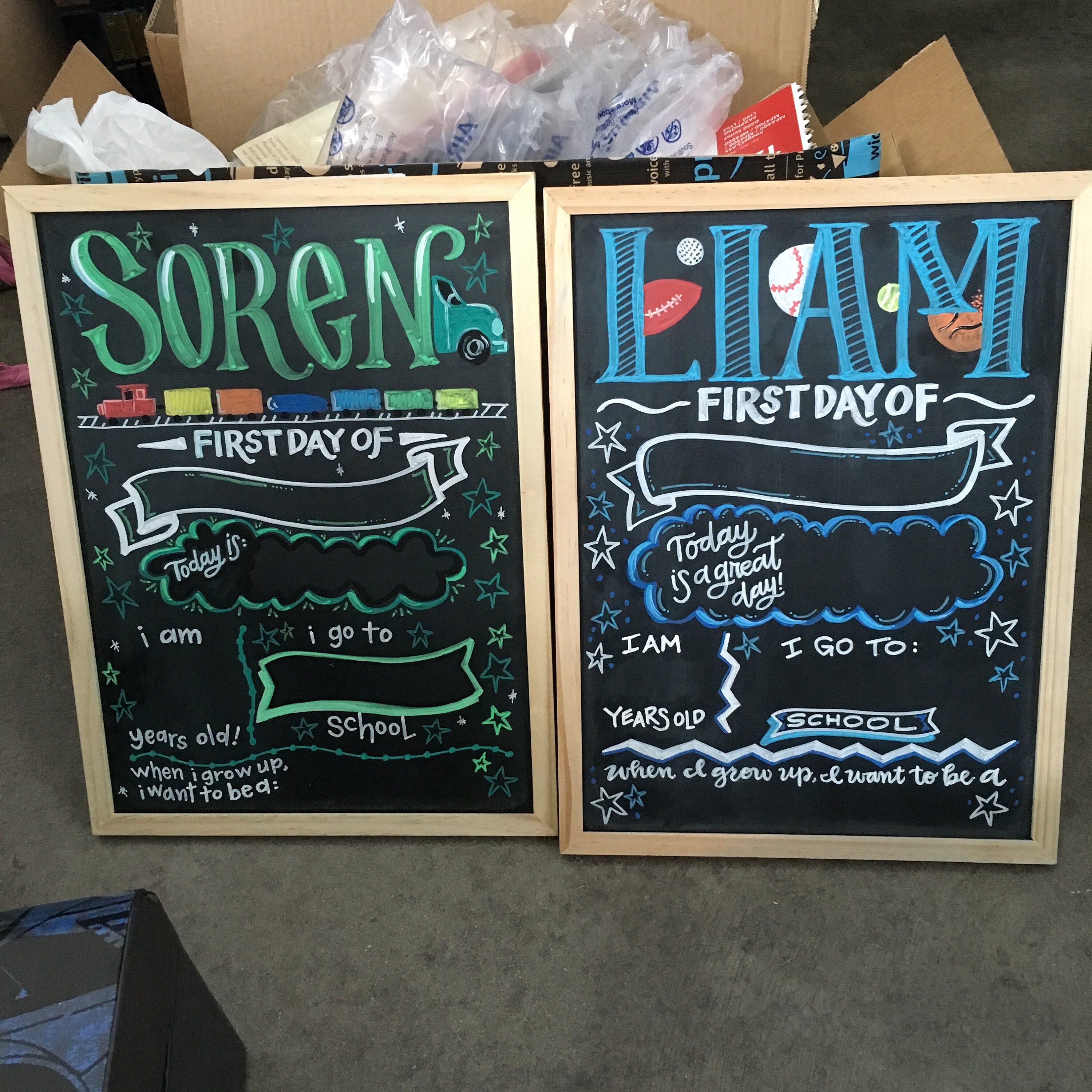 12" X 15" First Day of School Custom Chalkboards - Designed for Each ...