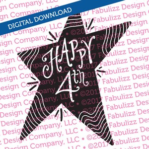 Cuarto feliz - feliz 4 - Ilustración tipográfica - 8 "x 8" - archivo SVG para CRICUT