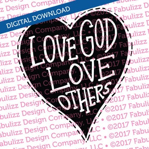 Dios de amor amar a los demás - ilustración tipográfica - 8 "x 8" - archivo SVG para CRICUT