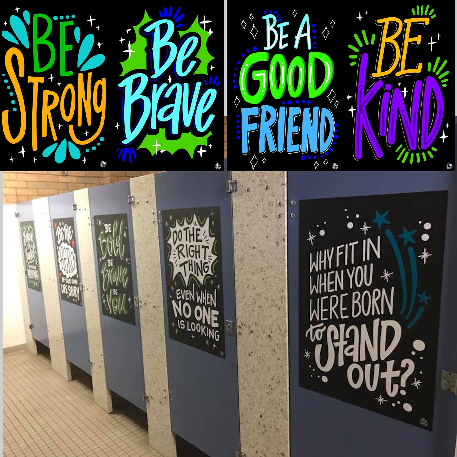 4 be... Bathroom Stall Vinyl Decals Installing Etsy