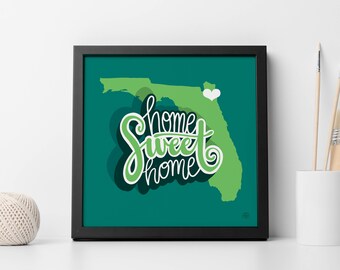 ART PRINT - Jacksonville, Florida Home Sweet Home - 12" x 12"