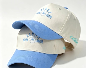 Custom Embroidered Vintage Two-Tone Hat, Beach Party Bachelorette Cap