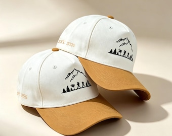 Custom Mountain Hat, Personalized Hiking Gift, Embroidered Dad Cap, Nature Lover Gift