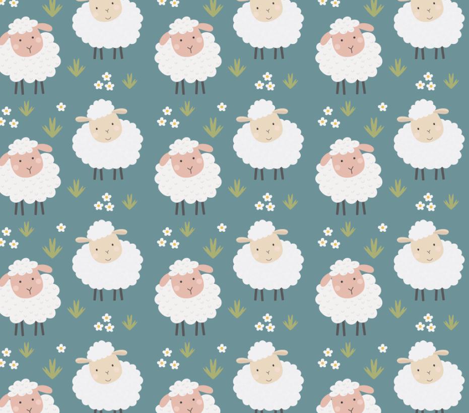 Cute Sheep Printed 100% Cotton Fabric|Farm Sheep Pattern|Sewing Quilting Craft Supplies|Vintage Cartoon Material,By Half Yard