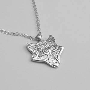 Sterling Silver Fox Necklace - Animal jewelry
