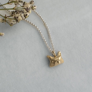 Small bronze fox necklace - Kawaii necklace - Animal lover gift