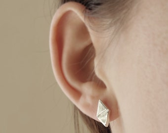 Silver rhombus triangle stud earrings - Modern earrings