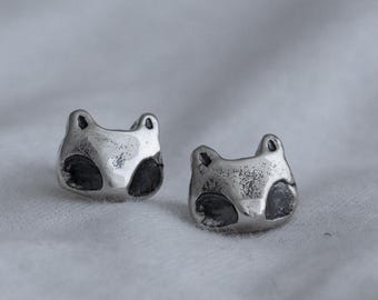 Brincos de guaxinim prateados - Brincos de animais