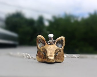 Bronze fox charm necklace - Animal jewelry - Fox Lover Gift