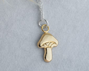 Bronze Mushroom Necklace, Cottagecore Jewelry