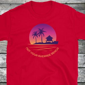 Tropical Sunset T-Shirt, Relaxed Summer Tee, Beach Lover Gift, Vacation Essentials, Casual Wear, Unisex Softstyle Shirt