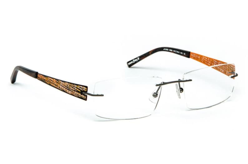 French Designer Rimless Eyeglasses for Men JF REY JF2562 Orange Vintage ...