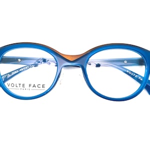 Designer JF REY Volte Face Gotta Vintage Retro Blue Eyeglasses for Women - Jean François Rey - Optical Frame Made in France