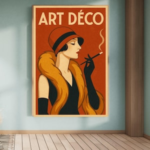 Vintage French Art Deco Poster - Elegant Woman Print | Digital Download | Retro Wall Art | Instant Download