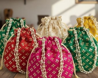 Bolsa potli bordada tradicional india / Recuerdos de boda étnicos