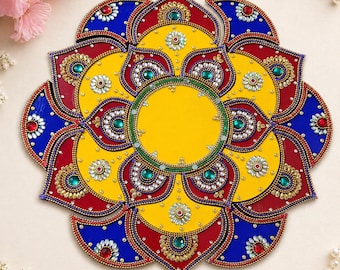 Indian Acrylic Rangoli Handmade Colorful Rangoli for Diwali, Weddings Home Decor,