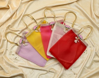 Tag And Handmade Organza bags with Handle || Elegant Fabric Gift Bags for Weddings & Bridesmaid Gifts