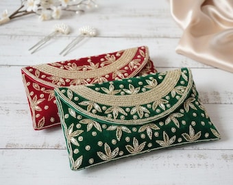 Samt Perle Clutch, Hochzeit Braut Clutch Crossbody verzierte Perlen Geldbörse