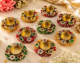 Lot of 200 Pcs Handmade Diwali Tea Light Holders: Colorful Home Decor Diyas