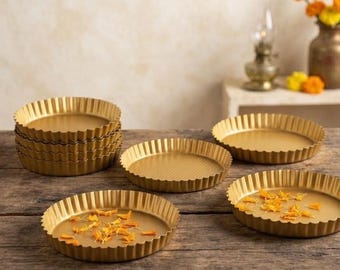 100er-Packung vergoldete Urli-Schalen aus Metall | Dekorative Blumenschale für Schwimmblumen, Teelichter und Diwali-Pooja-Dekoration